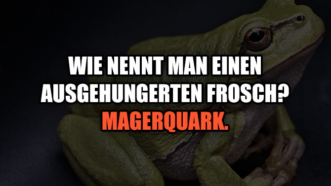 Wie nennt man einen ausgehungerten Frosch? Magerquark.